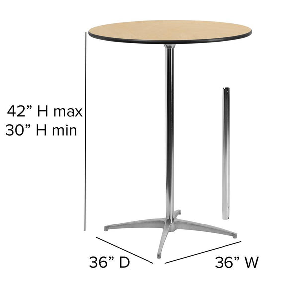 36'' Round Wood Cocktail Table With 30'' And 42'' Columns By Flash Furniture | Bar Tables | Modishstore - 4