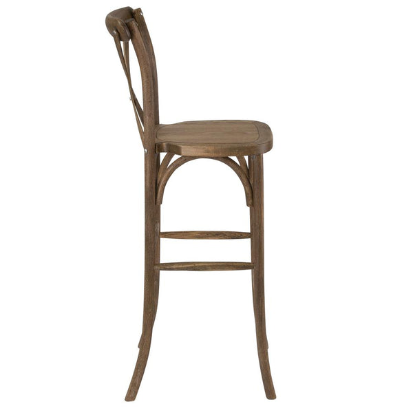 Hercules Series Dark Antique Wood Cross Back Barstool By Flash Furniture | Dining Chairs | Modishstore - 2