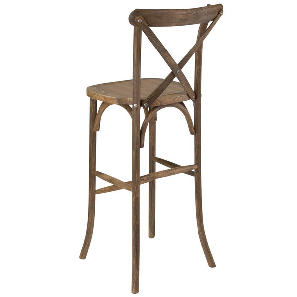 Hercules Series Dark Antique Wood Cross Back Barstool By Flash Furniture | Dining Chairs | Modishstore - 3
