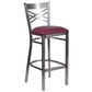 Hercules Series Clear Coated ''X'' Back Metal Restaurant Barstool - Burgundy Vinyl Seat By Flash Furniture | Bar Stools | Modishstore