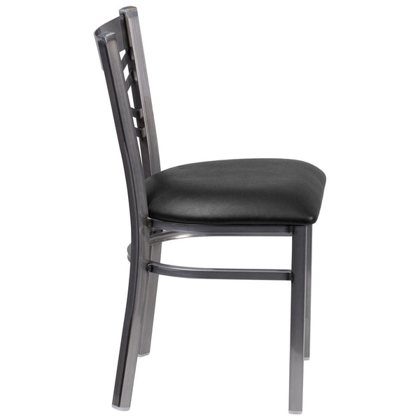 Hercules Series Clear Coated ''X'' Back Metal Restaurant Chair - Black Vinyl Seat By Flash Furniture | Side Chairs | Modishstore - 2