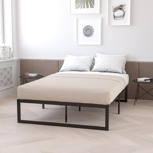 14 Inch Metal Platform Bed Frame - No Box Spring Needed With Steel Slat Support And Quick Lock Functionality (King) By Flash Furniture | Beds | Modishstore