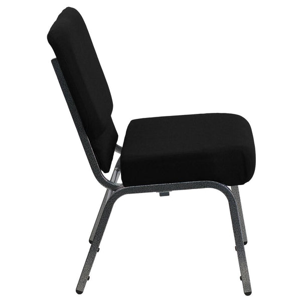 Hercules Series 21''W Stacking Church Chair In Black Fabric - Silver Vein Frame By Flash Furniture | Side Chairs | Modishstore - 2
