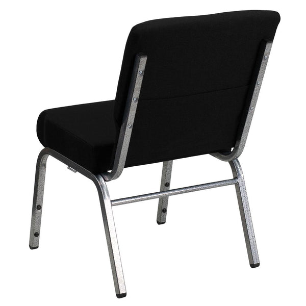 Hercules Series 21''W Stacking Church Chair In Black Fabric - Silver Vein Frame By Flash Furniture | Side Chairs | Modishstore - 3