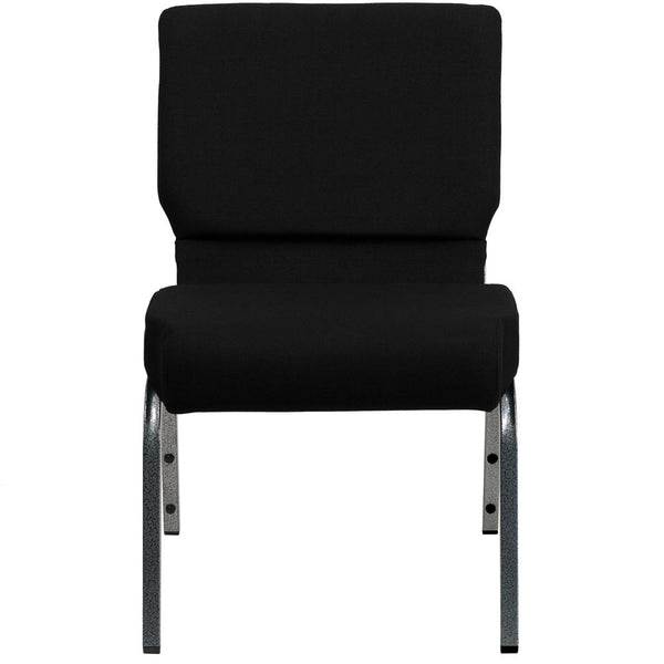 Hercules Series 21''W Stacking Church Chair In Black Fabric - Silver Vein Frame By Flash Furniture | Side Chairs | Modishstore - 4