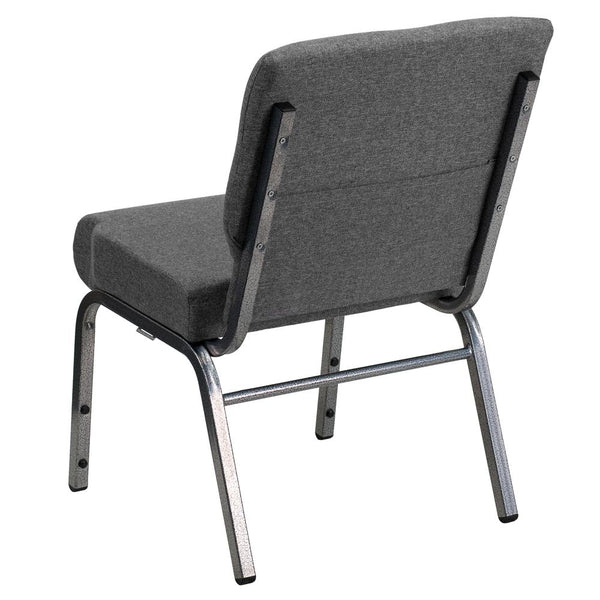 Hercules Series 21''W Stacking Church Chair In Gray Fabric - Silver Vein Frame By Flash Furniture | Side Chairs | Modishstore - 3