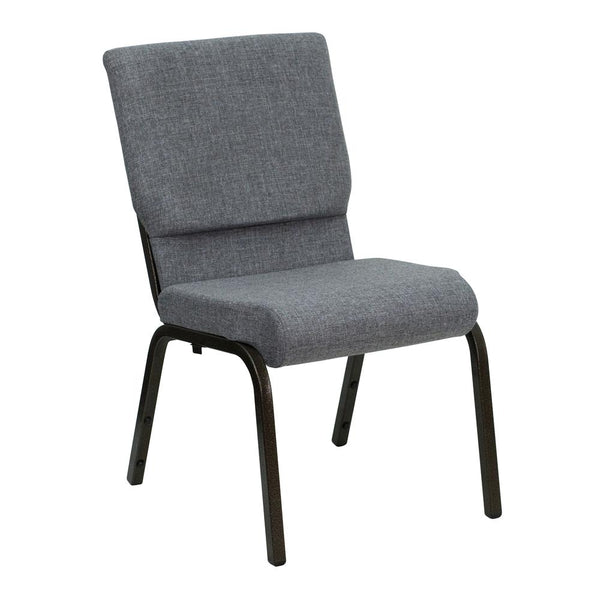 Hercules Series 18.5''W Stacking Church Chair In Gray Fabric - Gold Vein Frame By Flash Furniture | Side Chairs | Modishstore