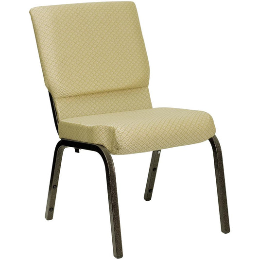 Hercules Series 18.5''W Stacking Church Chair In Beige Patterned Fabric - Gold Vein Frame By Flash Furniture | Side Chairs | Modishstore