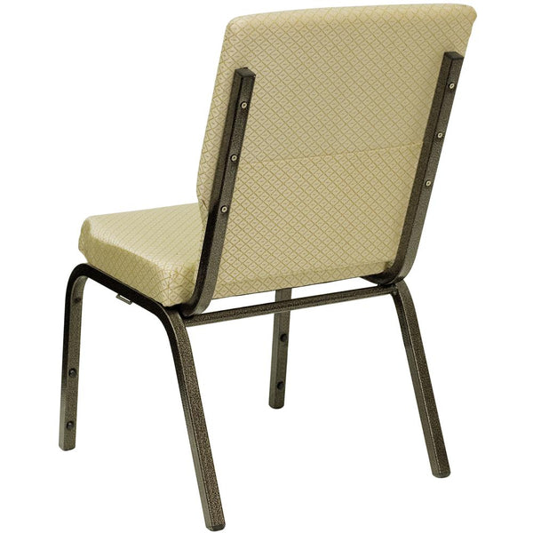 Hercules Series 18.5''W Stacking Church Chair In Beige Patterned Fabric - Gold Vein Frame By Flash Furniture | Side Chairs | Modishstore - 3
