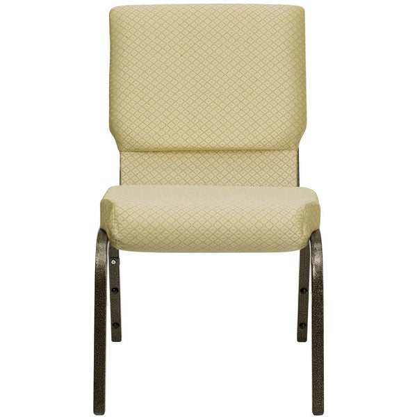 Hercules Series 18.5''W Stacking Church Chair In Beige Patterned Fabric - Gold Vein Frame By Flash Furniture | Side Chairs | Modishstore - 4
