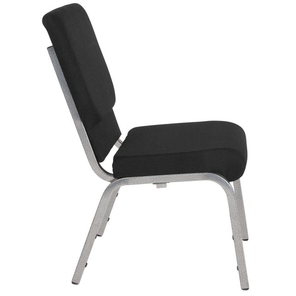 Hercules Series 18.5''W Stacking Church Chair In Black Fabric - Silver Vein Frame By Flash Furniture | Side Chairs | Modishstore - 2