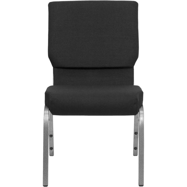 Hercules Series 18.5''W Stacking Church Chair In Black Fabric - Silver Vein Frame By Flash Furniture | Side Chairs | Modishstore - 4