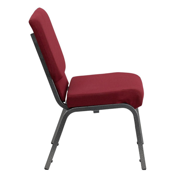 Hercules Series 18.5''W Stacking Church Chair In Burgundy Fabric - Silver Vein Frame By Flash Furniture | Side Chairs | Modishstore - 2
