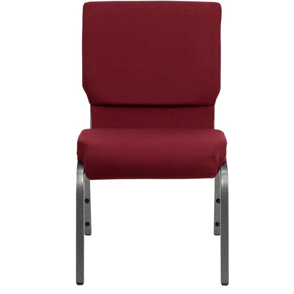 Hercules Series 18.5''W Stacking Church Chair In Burgundy Fabric - Silver Vein Frame By Flash Furniture | Side Chairs | Modishstore - 4