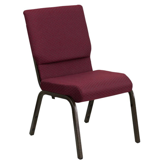 Hercules Series 18.5''W Stacking Church Chair In Burgundy Patterned Fabric - Gold Vein Frame By Flash Furniture | Side Chairs | Modishstore