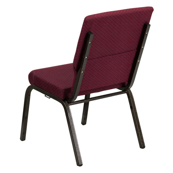 Hercules Series 18.5''W Stacking Church Chair In Burgundy Patterned Fabric - Gold Vein Frame By Flash Furniture | Side Chairs | Modishstore - 3