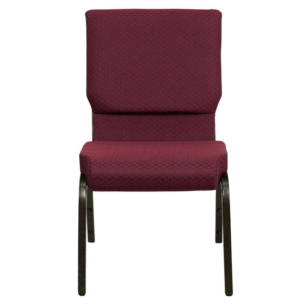 Hercules Series 18.5''W Stacking Church Chair In Burgundy Patterned Fabric - Gold Vein Frame By Flash Furniture | Side Chairs | Modishstore - 4