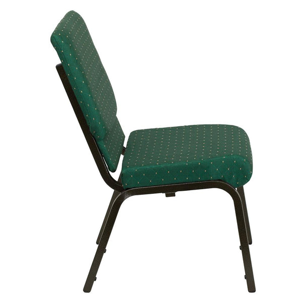 Hercules Series 18.5''W Stacking Church Chair In Green Patterned Fabric - Gold Vein Frame By Flash Furniture | Side Chairs | Modishstore - 2