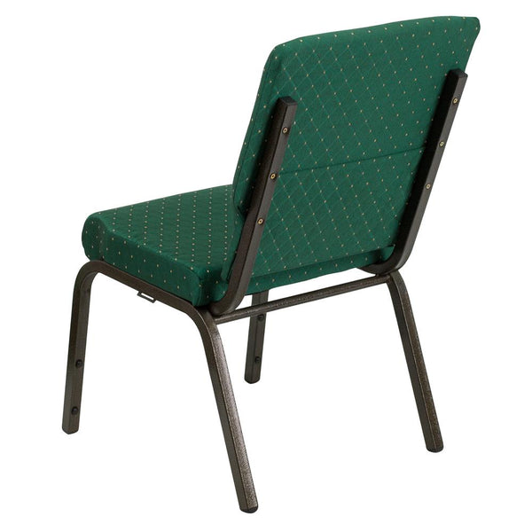 Hercules Series 18.5''W Stacking Church Chair In Green Patterned Fabric - Gold Vein Frame By Flash Furniture | Side Chairs | Modishstore - 3