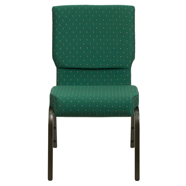 Hercules Series 18.5''W Stacking Church Chair In Green Patterned Fabric - Gold Vein Frame By Flash Furniture | Side Chairs | Modishstore - 4