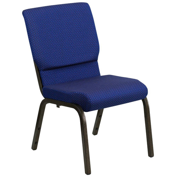 Hercules Series 18.5''W Stacking Church Chair In Navy Blue Patterned Fabric - Gold Vein Frame By Flash Furniture | Side Chairs | Modishstore