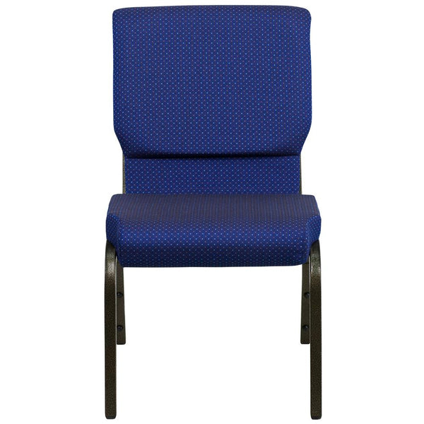 Hercules Series 18.5''W Stacking Church Chair In Navy Blue Patterned Fabric - Gold Vein Frame By Flash Furniture | Side Chairs | Modishstore - 4
