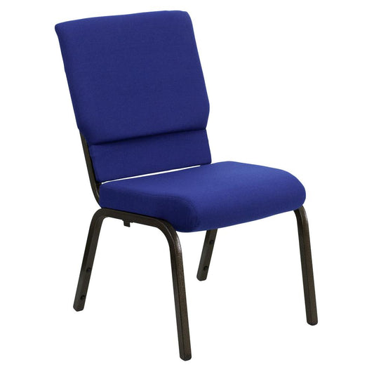 Hercules Series 18.5''W Stacking Church Chair In Navy Blue Fabric - Gold Vein Frame By Flash Furniture | Side Chairs | Modishstore