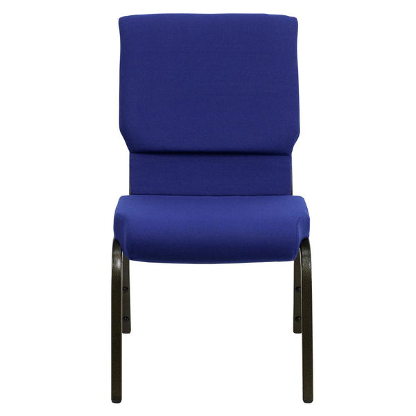 Hercules Series 18.5''W Stacking Church Chair In Navy Blue Fabric - Gold Vein Frame By Flash Furniture | Side Chairs | Modishstore - 4