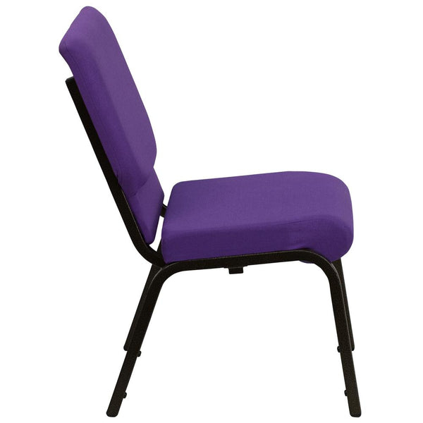 Hercules Series 18.5''W Stacking Church Chair In Purple Fabric - Gold Vein Frame By Flash Furniture | Side Chairs | Modishstore - 2