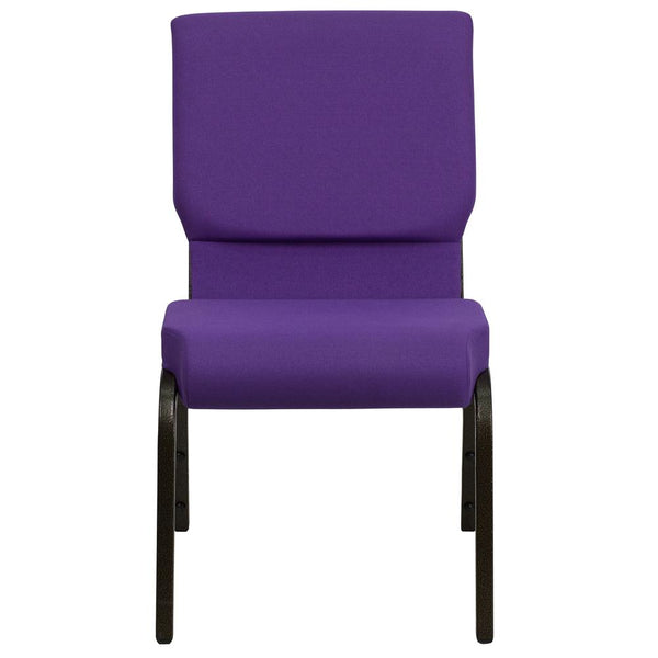 Hercules Series 18.5''W Stacking Church Chair In Purple Fabric - Gold Vein Frame By Flash Furniture | Side Chairs | Modishstore - 4