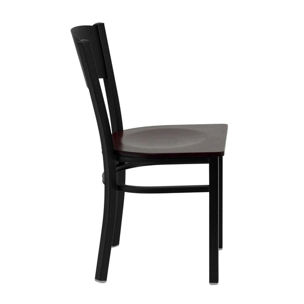 Hercules Series Black Circle Back Metal Restaurant Chair - Mahogany Wood Seat By Flash Furniture | Dining Chairs | Modishstore - 2