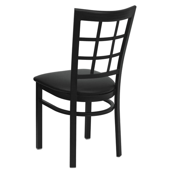 Hercules Series Black Window Back Metal Restaurant Chair - Black Vinyl Seat By Flash Furniture | Dining Chairs | Modishstore - 3