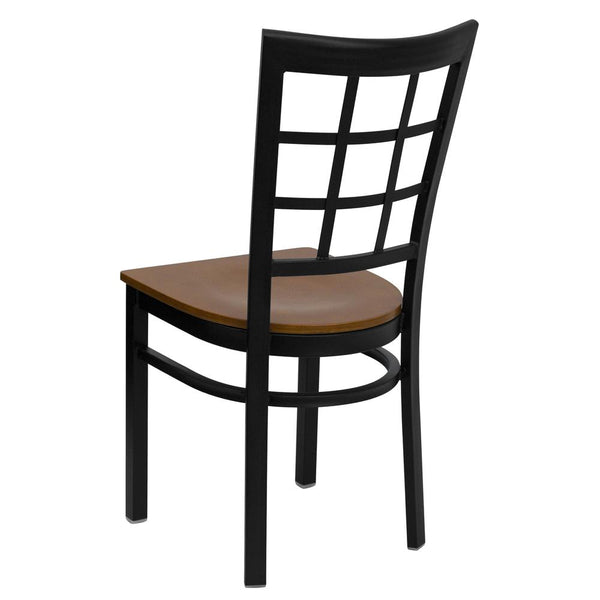 Hercules Series Black Window Back Metal Restaurant Chair - Cherry Wood Seat By Flash Furniture | Dining Chairs | Modishstore - 3