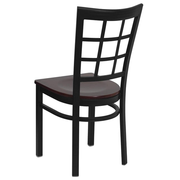 Hercules Series Black Window Back Metal Restaurant Chair - Mahogany Wood Seat By Flash Furniture | Dining Chairs | Modishstore - 3