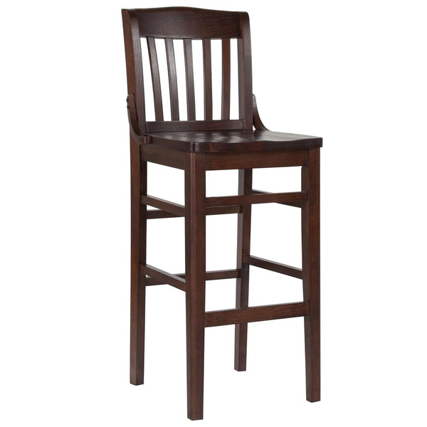 Hercules Series School House Back Walnut Wood Restaurant Barstool By Flash Furniture | Bar Stools | Modishstore