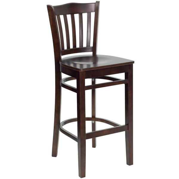 Hercules Series Vertical Slat Back Walnut Wood Restaurant Barstool By Flash Furniture | Bar Stools | Modishstore