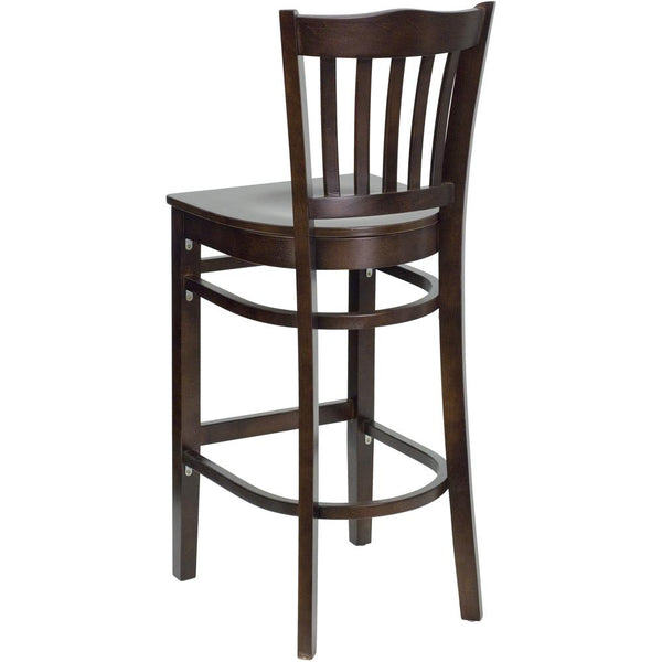 Hercules Series Vertical Slat Back Walnut Wood Restaurant Barstool By Flash Furniture | Bar Stools | Modishstore - 3