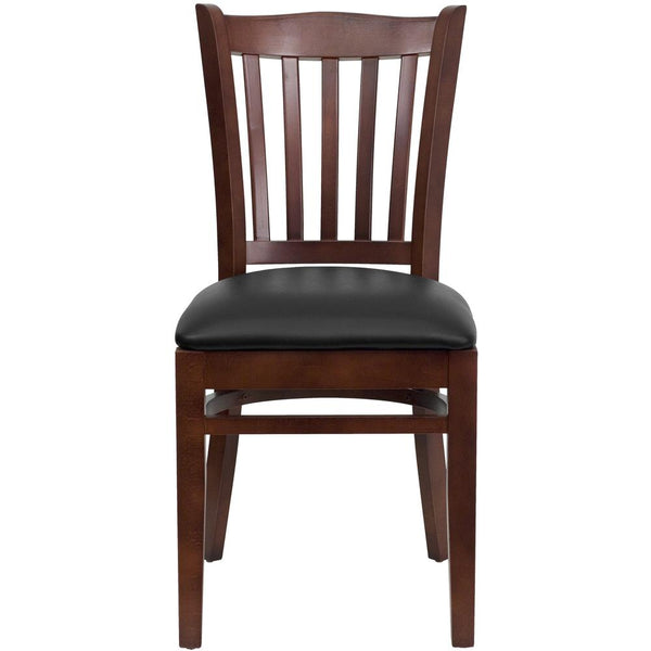 Hercules Series Vertical Slat Back Mahogany Wood Restaurant Chair - Black Vinyl Seat By Flash Furniture | Dining Chairs | Modishstore - 4