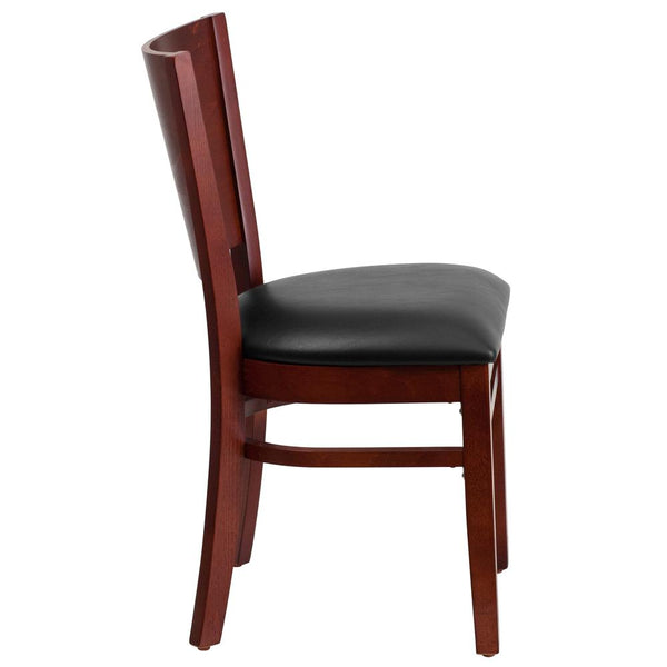 Lacey Series Solid Back Mahogany Wood Restaurant Chair - Black Vinyl Seat By Flash Furniture | Dining Chairs | Modishstore - 2