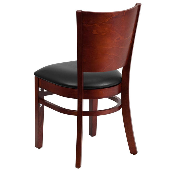 Lacey Series Solid Back Mahogany Wood Restaurant Chair - Black Vinyl Seat By Flash Furniture | Dining Chairs | Modishstore - 3