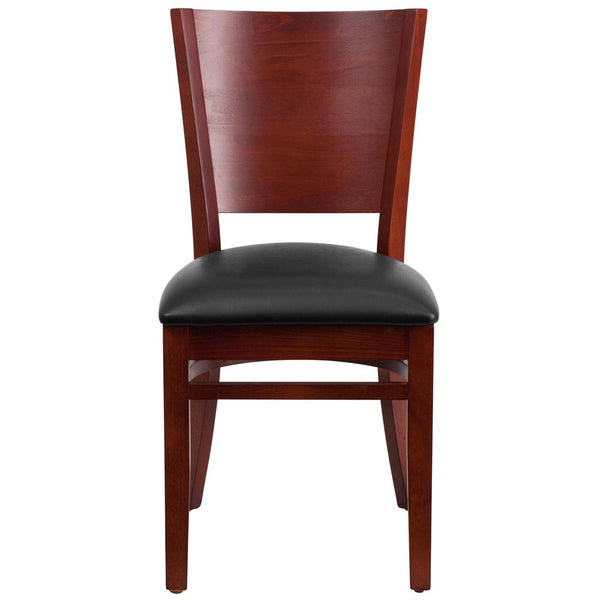 Lacey Series Solid Back Mahogany Wood Restaurant Chair - Black Vinyl Seat By Flash Furniture | Dining Chairs | Modishstore - 4