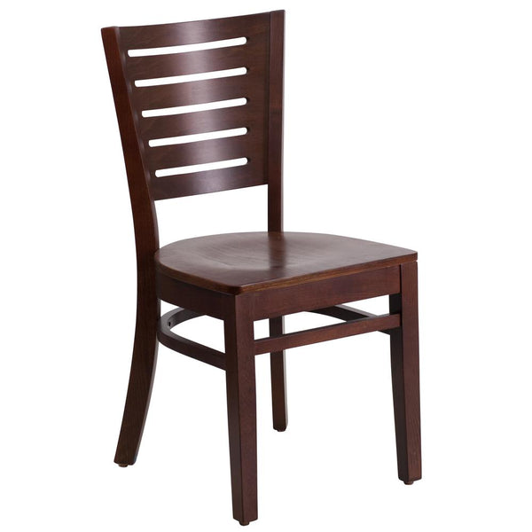 Darby Series Slat Back Walnut Wood Restaurant Chair By Flash Furniture | Dining Chairs | Modishstore