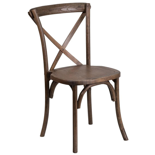Hercules Series Stackable Early American Wood Cross Back Chair By Flash Furniture | Dining Chairs | Modishstore