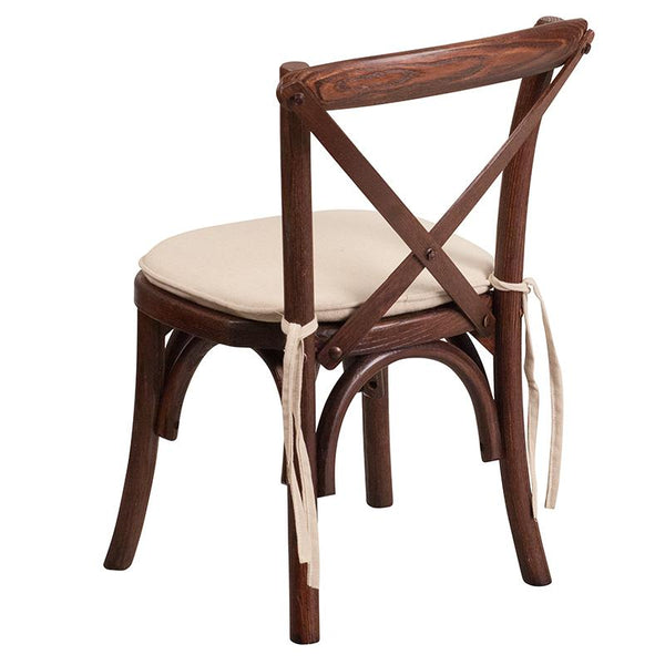 Hercules Series Stackable Kids Mahogany Wood Cross Back Chair With Cushion By Flash Furniture | Dining Chairs | Modishstore - 4