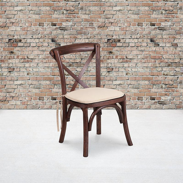 Hercules Series Stackable Kids Mahogany Wood Cross Back Chair With Cushion By Flash Furniture | Dining Chairs | Modishstore