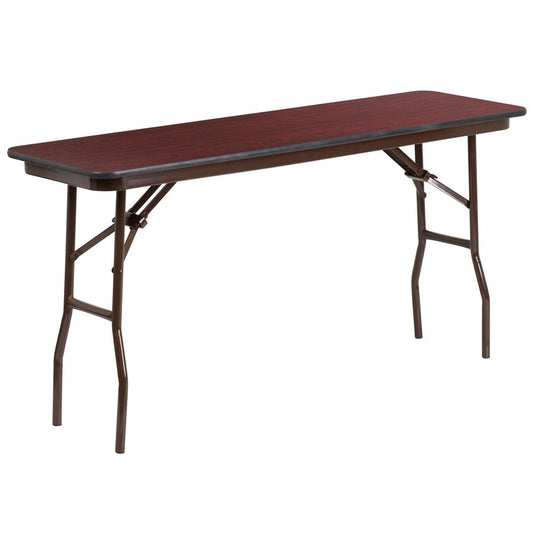 18'' X 60'' Rectangular High Pressure Mahogany Laminate Folding Training Table By Flash Furniture | Side Tables | Modishstore