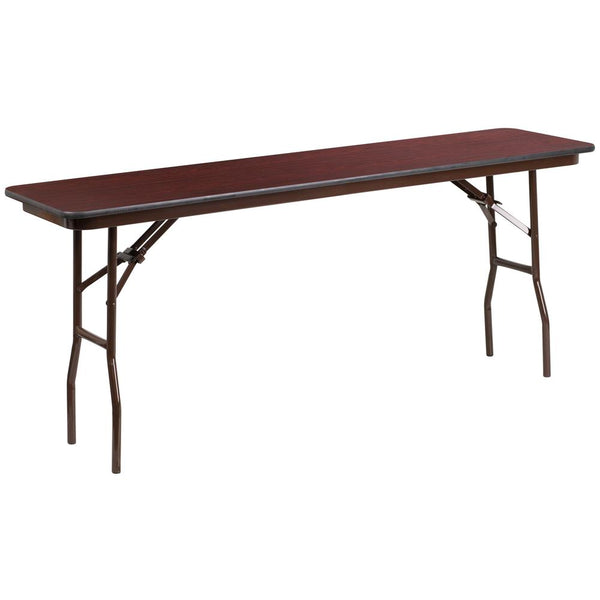 18'' X 72'' Rectangular High Pressure Mahogany Laminate Folding Training Table By Flash Furniture | Side Tables | Modishstore