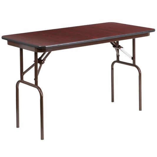 4-Foot Mahogany Melamine Laminate Folding Banquet Table By Flash Furniture | Side Tables | Modishstore