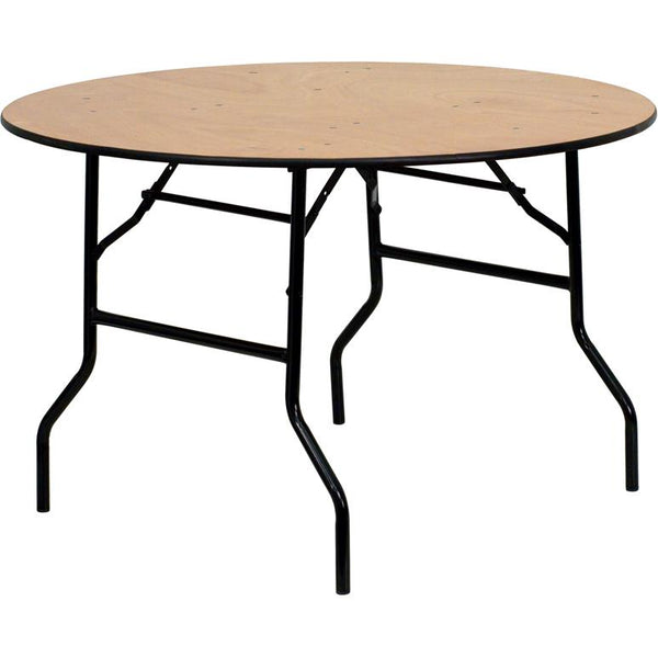 4-Foot Round Wood Folding Banquet Table With Clear Coated Finished Top By Flash Furniture | Side Tables | Modishstore - 2