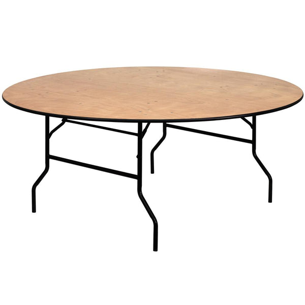 6-Foot Round Wood Folding Banquet Table With Clear Coated Finished Top By Flash Furniture | Side Tables | Modishstore